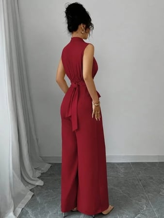 Kadın Balıkçı Yaka Kolsuz Incili Beli Kuşaklı Uzun Janjan Tulum