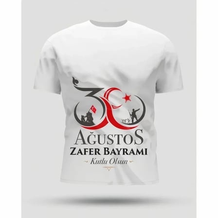 30 Ağustos Zafer Bayramı Baskılı Oversize Bisiklet Yaka T-shirt