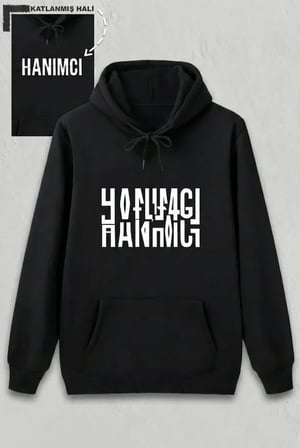 Sevgililer Günü Hanımcı Hediye Baskılı Oversize Kapüşonlu Sweatshirt - Siya