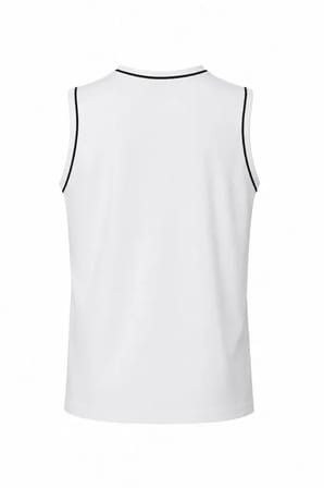 Ön Unisex Pamuklu Bisiklet Yaka Kolsuz Atlet Kontrast Biyeli Regular Fit - Beyaz