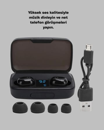 Dokunmatik Kontrollü ABS Malzemeli Bluetooth Kulaklık + Yüksek Kapasiteli Kutu