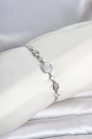 Gümüş Renk Pirinç Sedefli Asansörlü Kadın Bileklik TJ-BB8547
