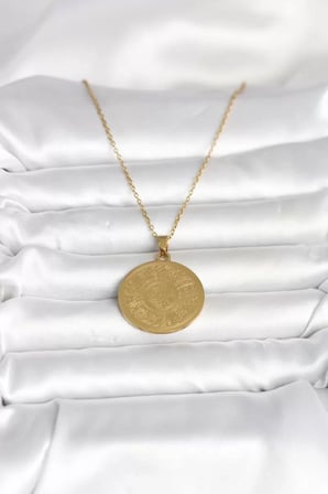 316L Çelik Gold Renk Ayetel Kürsi Yazılı Kolye - TJ-BKO11059