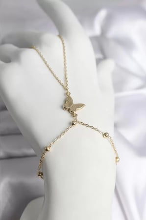 316L Çelik Gold Renk Kelebek Model Kadın Şahmeran - TJ-SN740