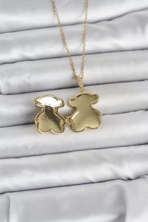 316L Çelik Zincir Gold Renk Ayıcık Model Açılabilir Kadın Kolye - TJ-BKO11036