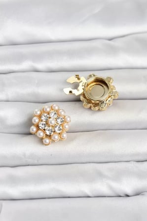 Zirkon Taşlı ve İncili Model Düğme veya Manşet Broşu TJ-BR482