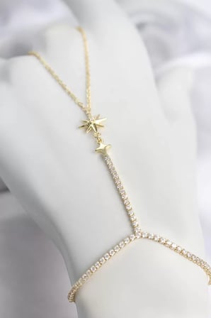 Gold Renk Pirinç Zirkon Taşlı Kutup Yıldızı Model Şahmeran TJ-SN781