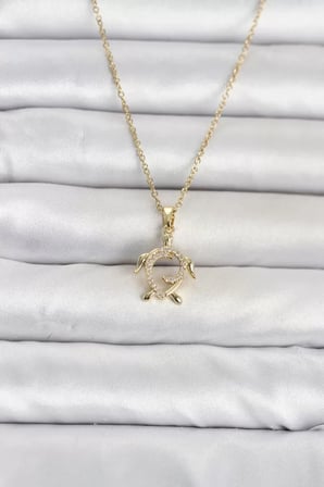 316L Çelik Zincir Gold Renk Caretta Caretta Model Kadın Kolye TJ-BKO11096
