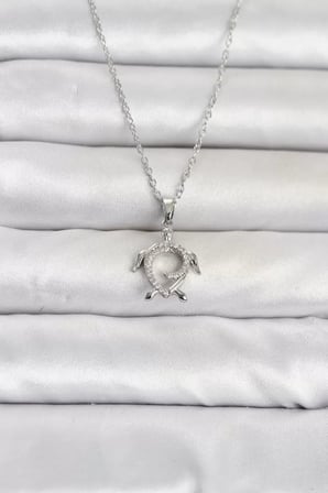 316L Çelik Zincir Gümüş Renk Caretta Caretta Model Kadın Kolye TJ-BKO11097