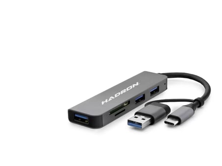 Usb 3.0 & Type-C Combo Hub Kart Okuyucu 5 Port - Gri HDX7826