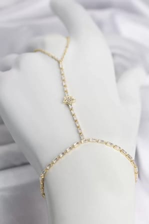 Gold Renk Pirinç Zirkon Taşlı Yıldız Model Şahmeran TJ-SN789