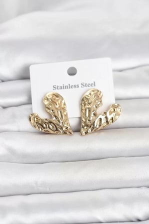 316L Çelik Gold Renk Kalp Model Kadın Küpe TJ-BKP11809