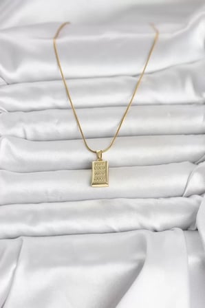 316L Çelik Zincir Gold Renk Külçe Altın Model Kadın Kolye - TJ-BKO11042