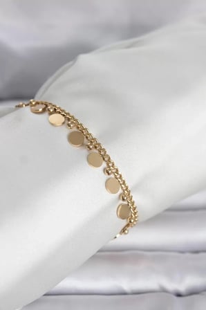 316L Çelik Gold Renk Pullu Model Kadın Bileklik - TJ-BB8383