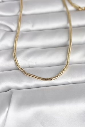 CM 14K Gold Renk Yılan Zincir Model 60 cm Kadın Kolye - TJ-BKO10995
