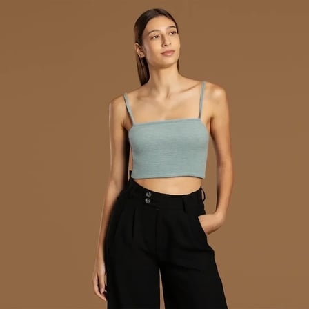 USLUCAN ALIŞVERİŞ İp Askılı Fitilli Pamuk Örme Kısa Crop Atlet 40 cm
