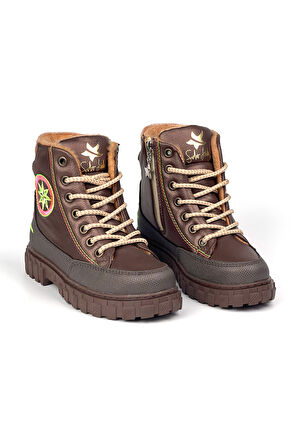 Erkek Çocuk Kahve İçi Kürklü Termo Taban Suya Soğuğa Dayanıklı Günlük Rahat Bot