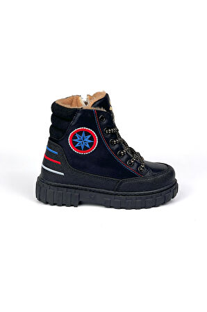 Erkek Çocuk Siyah Sax İçi Kürklü Termo Taban Suya Soğuğa Dayanıklı Günlük Rahat Bot