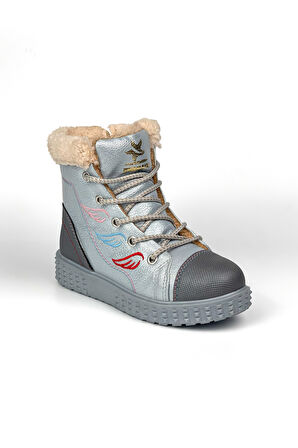 Kız Çocuk Gümüş İçi Kürklü Termo Taban Suya Soğuğa Dayanıklı Günlük Rahat Bot