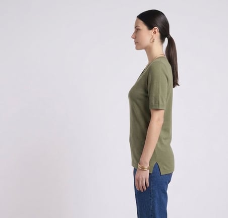 Kadın V Yaka Kısa Kollu Basic T-Shirt