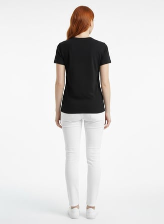 Kadın Siyah Limonata Baskılı Rahat Kesim T-Shirt