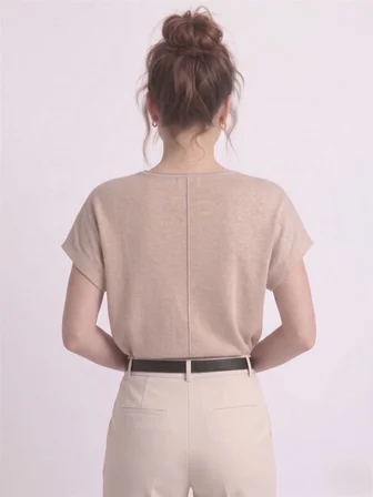 Kadın Basic Relaxed Keten Bluz
