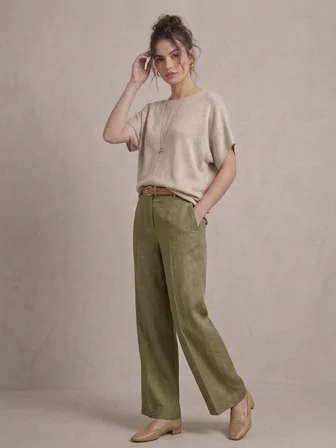 Kadın Basic Relaxed Keten Bluz