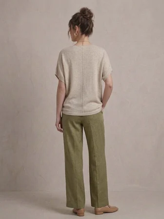 Kadın Basic Relaxed Keten Bluz
