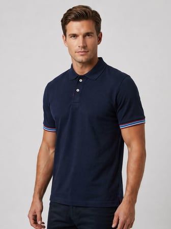 Erkek Polo Yaka Kontrast Şerit Detaylı Slim Fit T-Shirt