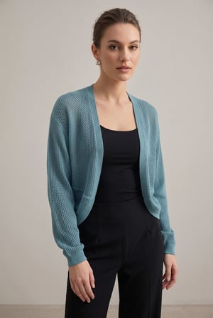 Premium Ajurlu İnce Triko Bolero Hırka