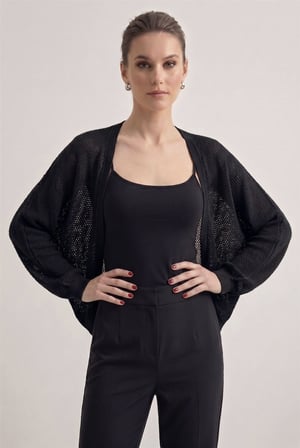 Premium Ajurlu İnce Triko Bolero Hırka