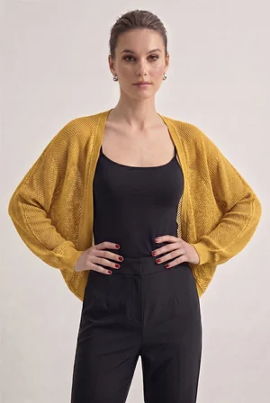 Premium Ajurlu İnce Triko Bolero Hırka