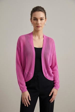 Premium Ajurlu İnce Triko Bolero Hırka