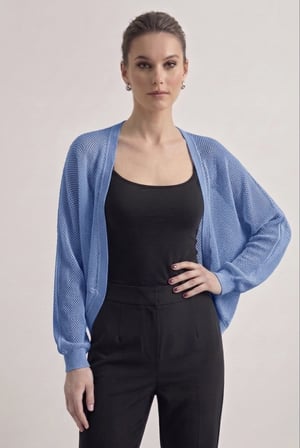 Premium Ajurlu İnce Triko Bolero Hırka