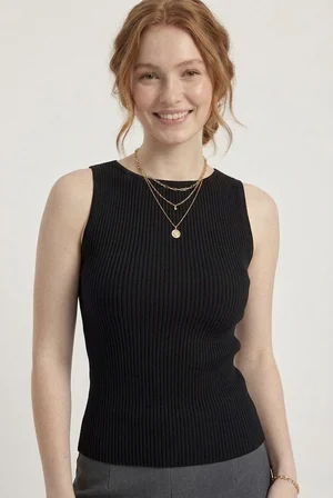 Kadın Fitilli Triko Atlet Slim Fit Yazlık Kolsuz Bluz