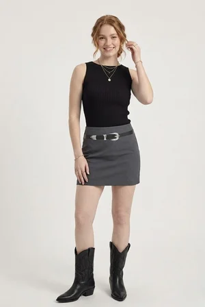Kadın Fitilli Triko Atlet Slim Fit Yazlık Kolsuz Bluz