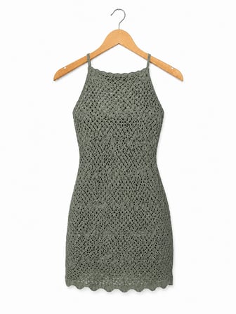Ajurlu Sırt Dekolteli Transparan Beachwear - Mini Plaj Elbisesi