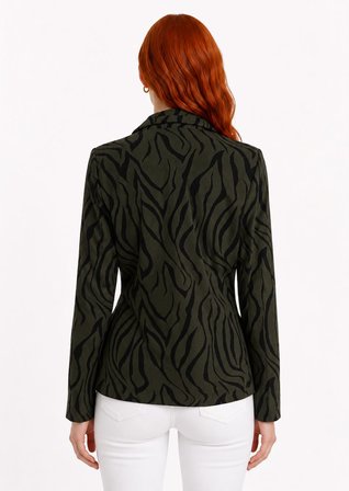Kadın Siyah Desenli Regular Fit Blazer Ceket