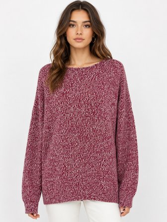 Kadın Pembe Triko Oversize Kazak