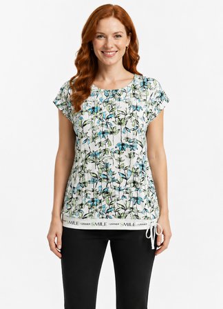 Kadın Çiçek Desenli Kısa Kol T-Shirt