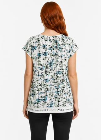 Kadın Çiçek Desenli Kısa Kol T-Shirt