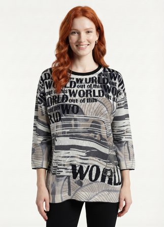 Kadın Yazı Baskılı Uzun Kollu Triko Sweatshirt
