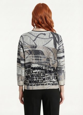 Kadın Yazı Baskılı Uzun Kollu Triko Sweatshirt