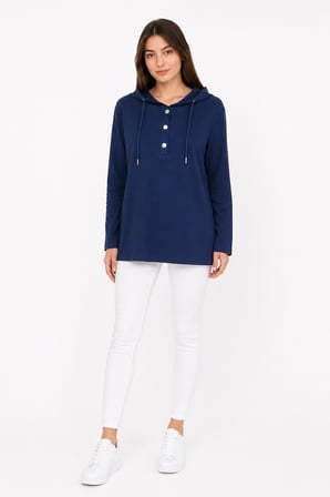 Kadın Kapüşonlu Lacivert Sweatshirt