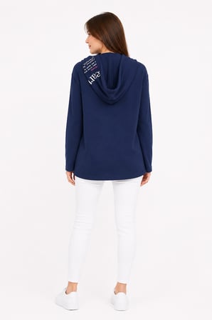 Kadın Kapüşonlu Lacivert Sweatshirt