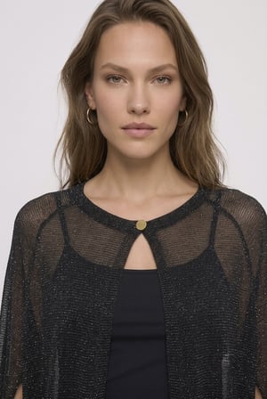 Simli İnce Elegant Premium Triko Pelerin