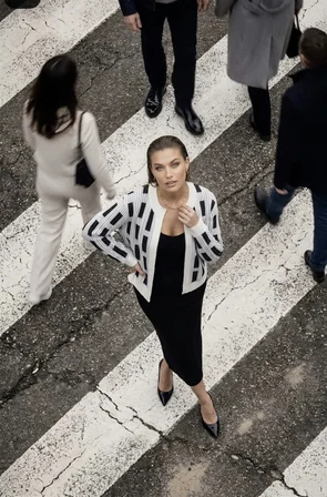 Kadın Geometrik Desenli Premium Triko Hırka