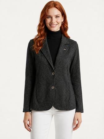 Kadın Antrasit Düğmeli Blazer Ceket