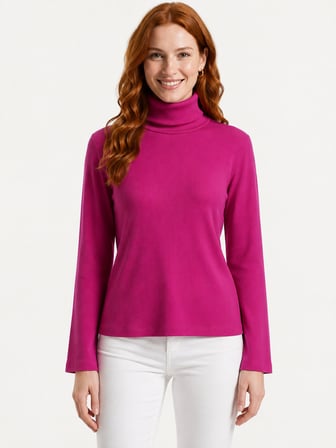 Kadın Slim Fit Fuşya Boğazlı Uzun Kollu Triko Kazak