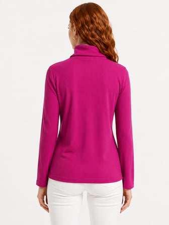 Kadın Slim Fit Fuşya Boğazlı Uzun Kollu Triko Kazak